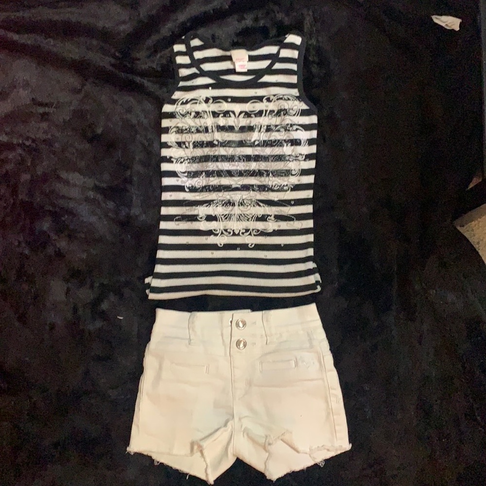 Justice white shorts and tank top